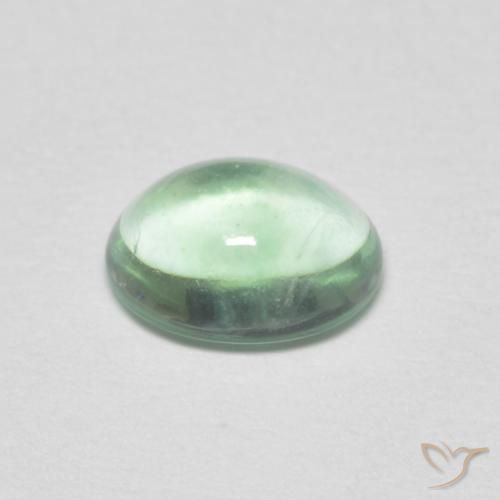 Fluorine Vert jaunâtre pâle naturelle Coupe ovale, 1.31 ct, Transparent