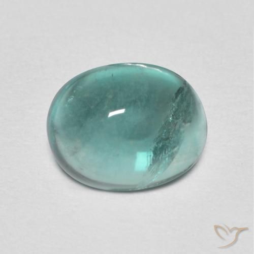 Fluorine Vert bleu clair naturelle ovale, 2.25 ct, Transparent