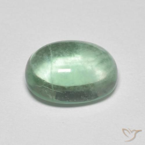 Fluorine Vert menthe léger naturelle ovale, 4.02 ct, Transparent