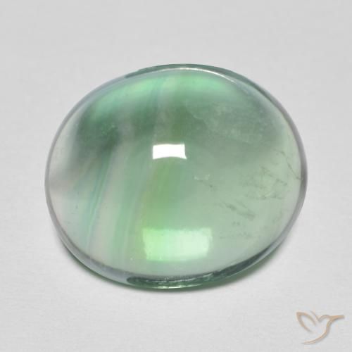 Fluorine Menthe verte naturelle Coupe ovale, 8.97 ct, Transparent