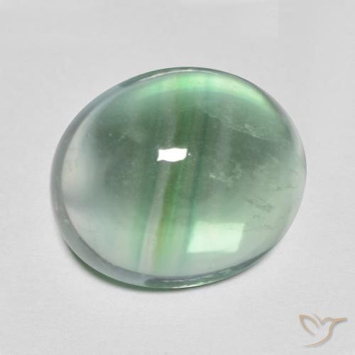 Fluorine Menthe verte naturelle Coupe ovale, 8.97 ct, Transparent