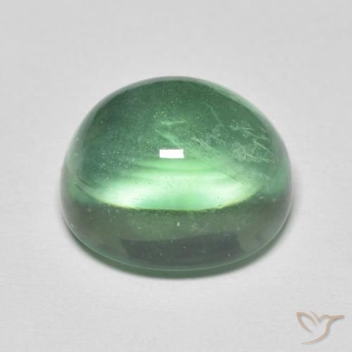 Fluorine Menthe verte naturelle Coupe ovale, 8.97 ct, Transparent