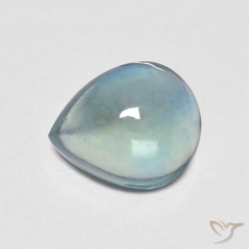 2.17ct Naturel Sarcelle léger Fluorine, En forme de poire, Transparent