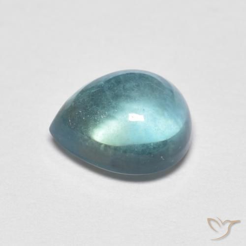 Fluorine Sarcelle léger naturelle En forme de poire, 2.17 ct, Transparent