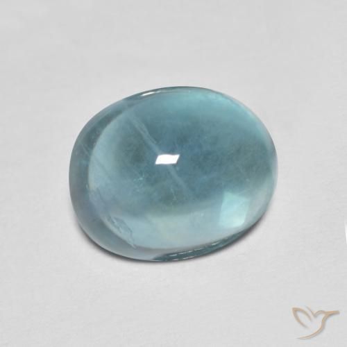 Fluorine Bleu vert naturelle ovale, 5.05 ct, Transparent