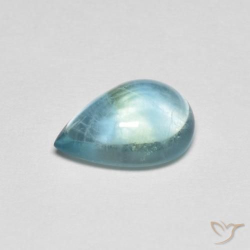 Fluorine Vert bleu clair naturelle En forme de poire, 2.10 ct, Transparent