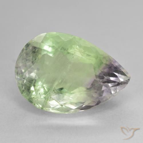 Fluorine Multicolore naturelle En forme de poire, 13.84 ct, SI-I1