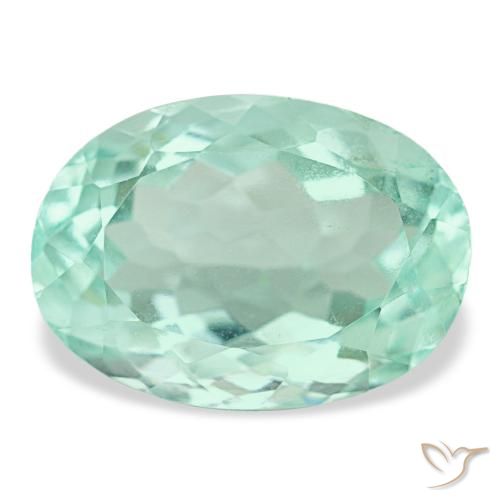 Fluorite turquoise naturelle coupe ovale, 8,18 ct, VVS-VS
