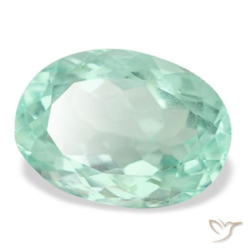 Fluorite turquoise naturelle coupe ovale, 8,18 ct, VVS-VS