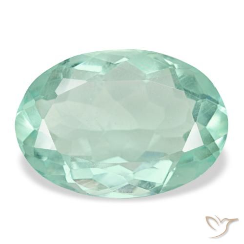 Fluorite turquoise de 8,57 ct, ovale, VVS-VS