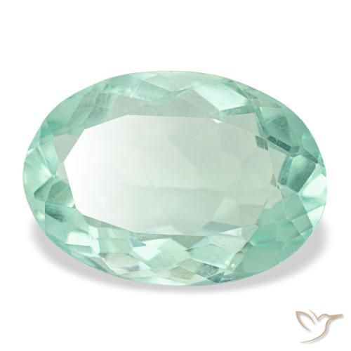 Fluorite turquoise naturelle coupe ovale, 8,57 ct, VVS-VS