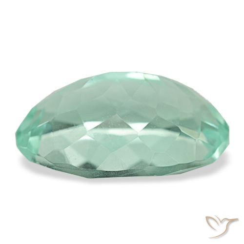 Fluorite turquoise naturelle coupe ovale, 8,57 ct, VVS-VS