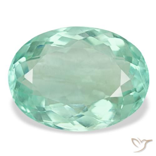 Fluorite turquoise naturelle coupe ovale, 14,55 ct, VVS-VS