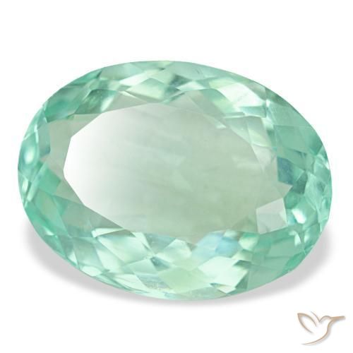 Fluorite turquoise naturelle coupe ovale, 14,55 ct, VVS-VS