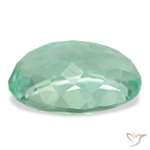 Fluorite turquoise naturelle coupe ovale, 14,55 ct, VVS-VS