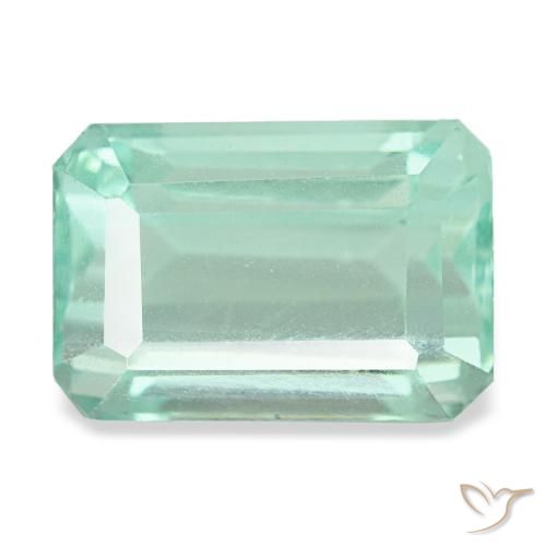 Fluorite turquoise de 9,24 ct, taille émeraude, VVS-VS