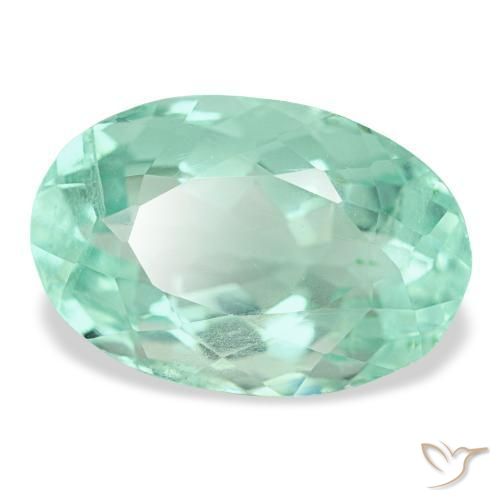 Fluorite turquoise naturelle coupe ovale, 9,72 ct, VVS-VS