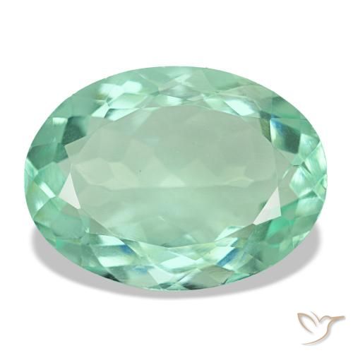 Fluorite vert naturelle coupe ovale, 8,91 ct, VVS-VS