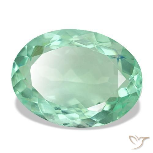 Fluorite vert naturelle coupe ovale, 8,91 ct, VVS-VS