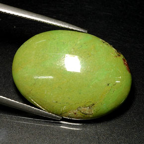 Gaspeïte vert naturelle coupe ovale, 18,18 ct, opaque