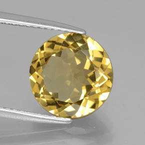 Béryl doré jaune naturelle coupe roude, 3,42 ct, VVS-VS
