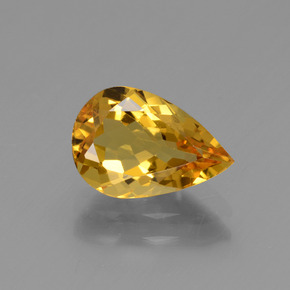 Béryl doré jaune naturelle en forme de poire, 1,64 ct, VVS