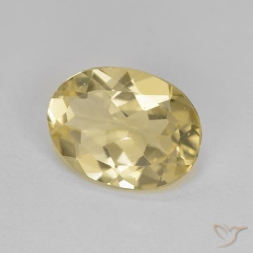 Béryl doré Jaune Dijon naturelle ovale, 1.73 ct, VVS-VS