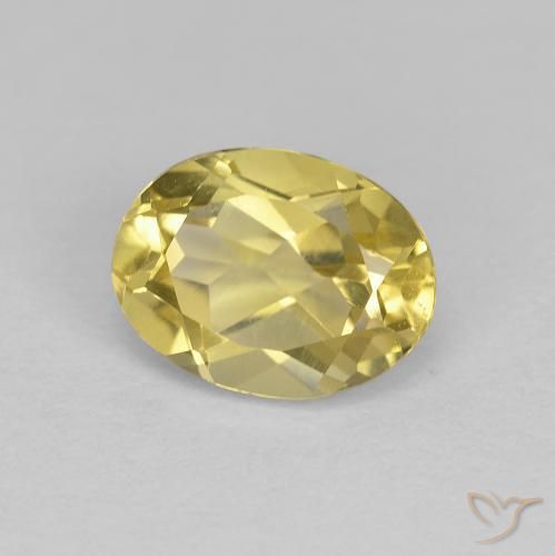 Béryl doré Jaune moutarde naturelle ovale, 1.37 ct, VVS-VS