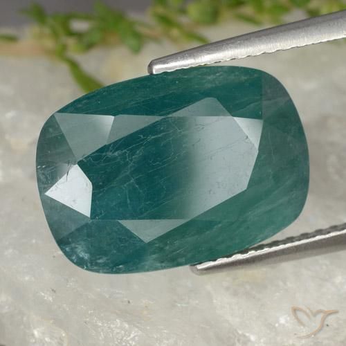 Grandidiérite Vert bleu foncé naturelle Coussin, 7.78 ct, VS-SI