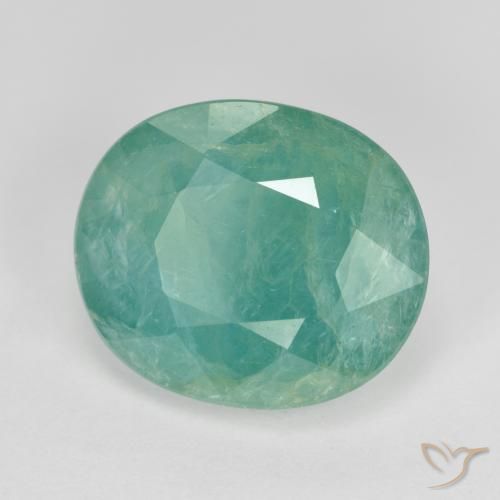 Grandidiérite Vert bleuté moyen naturelle ovale, 6.31 ct, SI-I1