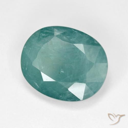 Grandidiérite vert bleu moyen-foncé naturelle coupe ovale, 6,50 ct, translucide