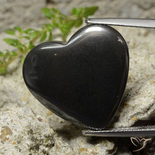 22.98ct Naturel Noir Gris Hématite, Cœur, Opaque