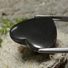 Hématite Noir Gris naturelle Cœur, 22.98 ct, Opaque