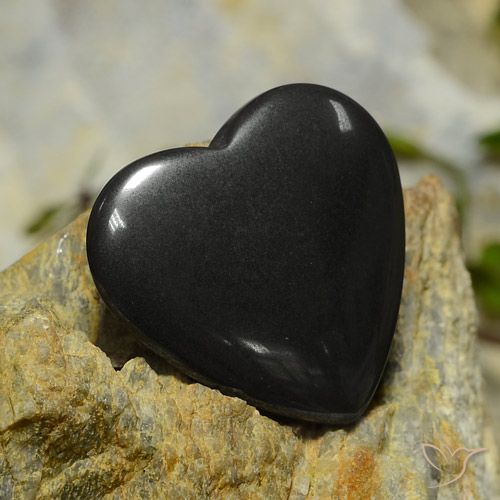 22.81ct Naturel Noir Gris Hématite, Cœur, Opaque