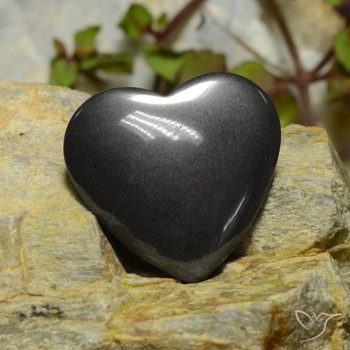 22.71ct Naturel Gris foncé Hématite, Cœur, Opaque