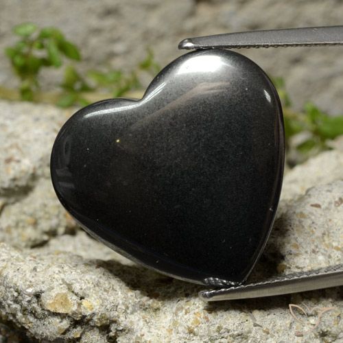 23.41ct Naturel Noir Gris Hématite, Cœur, Opaque