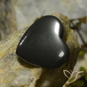 Hématite Noir Gris naturelle Cœur, 23.44 ct, Opaque