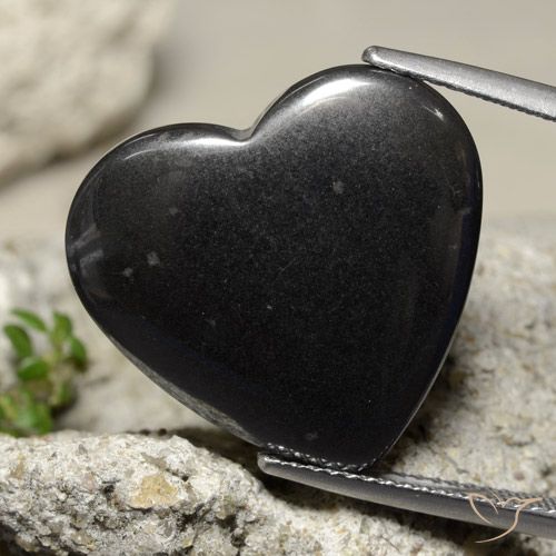 23.99ct Naturel Gris foncé Hématite, Cœur, Opaque