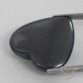 Hématite Noir Gris naturelle Cœur, 22.70 ct, Opaque