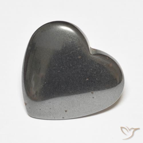 23.70ct Naturel Gris argent Hématite, Cœur, Opaque