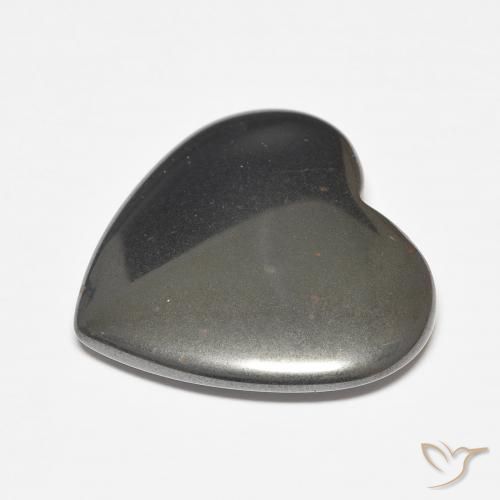 Hématite Gris argent naturelle Cœur, 23.70 ct, Opaque