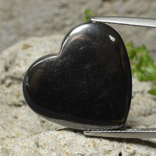 Hématite Gris foncé naturelle Forme de coeur, 25.82 ct, Opaque