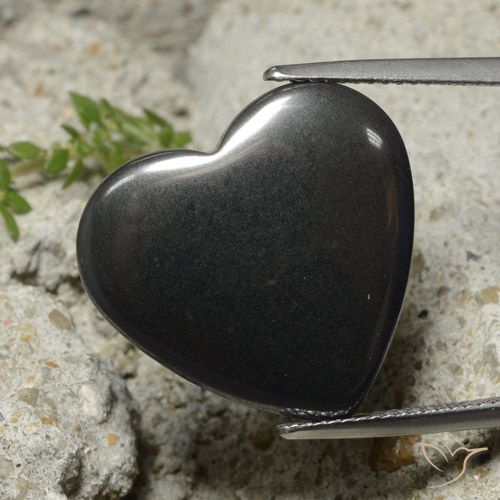 23.25ct Naturel Gris foncé Hématite, Cœur, Opaque