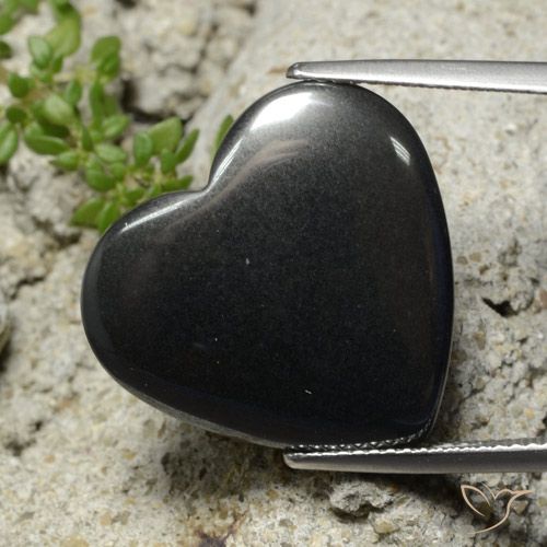 23.58ct Naturel Noir Gris Hématite, Cœur, Opaque