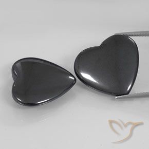 46.25ctw Naturel Noir Gris Hématite, Cœur, Opaque