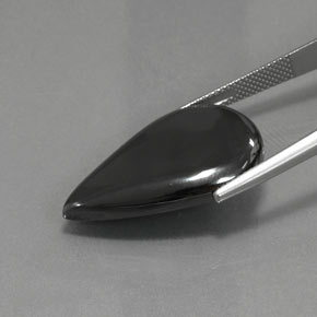 Hématite noir et gris naturelle en forme de poire, 28,96 ct, opaque