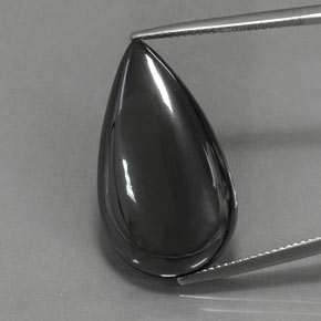 Hématite Noir Gris naturelle En forme de poire, 30.66 ct, Opaque