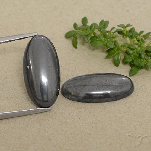 18.45ctw Naturel Gris Hématite, ovale, Opaque