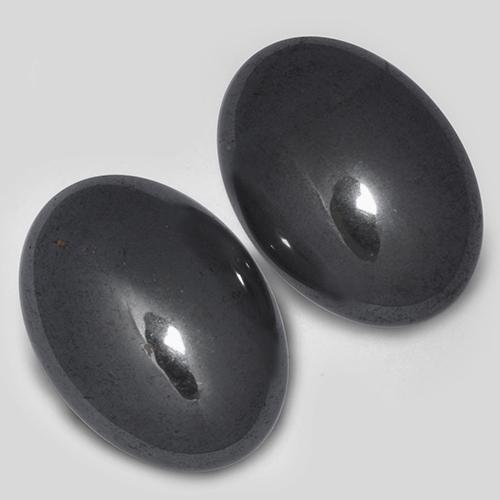 Achetez naturel 14.54ct Gris foncé Hématite gems, Coupe ovale, En provenance Brésil chez GemSelect. En stock, livraison internationale!