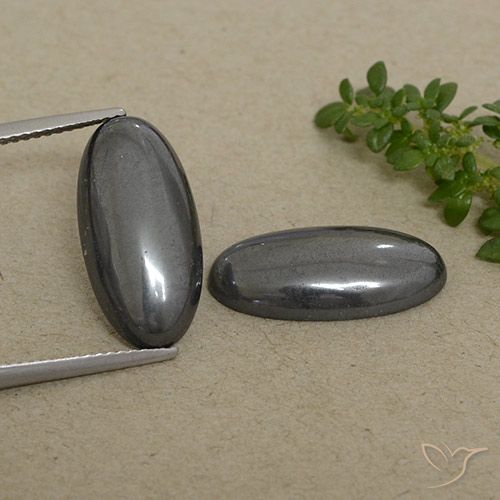 18.06ctw Naturel Noir Gris Hématite, ovale, Opaque